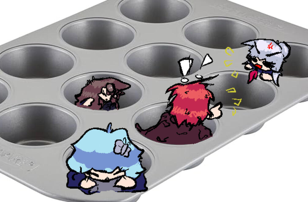 Little babies in muffin tins, by Brytato.